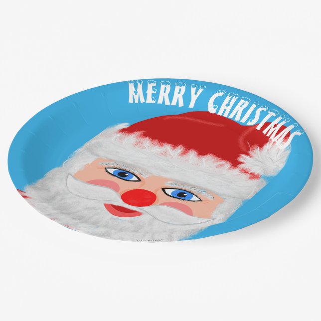 Jolly Santa Merry Christmas Paper Plates (Angled)