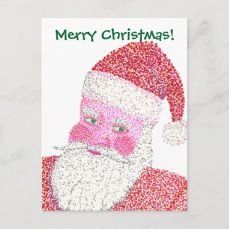 Jolly Santa Pointillism Merry Christmas Postcards