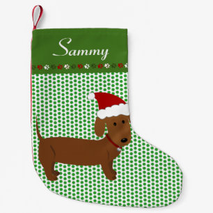 Jolly Santa Red Dachshund Personalized Small Christmas Stocking