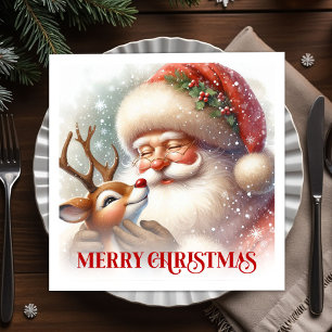 Jolly Santa Rudolph Holiday Party Napkins