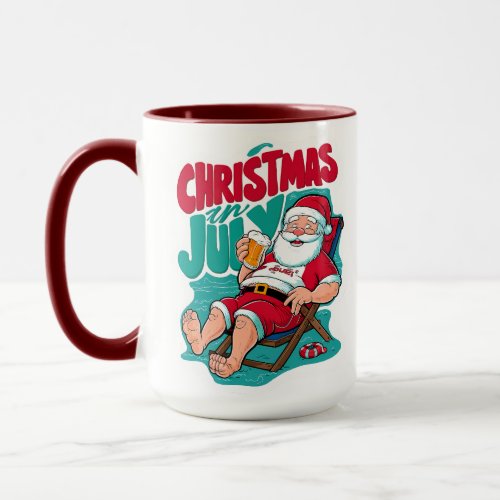 Jolly Santa Savoring a Frosty Brew Mug