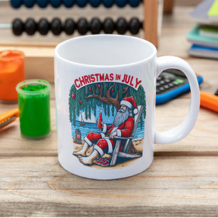 Jolly Santa Sips Beer in July Coffee Mug
