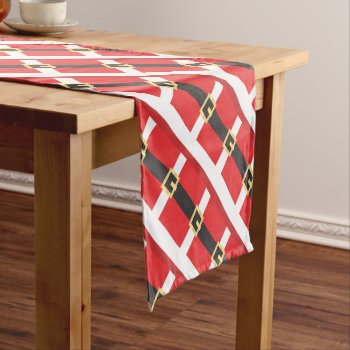 Jolly Santa Suit And Belt Short Table Runner by christmas_tshirts at Zazzle