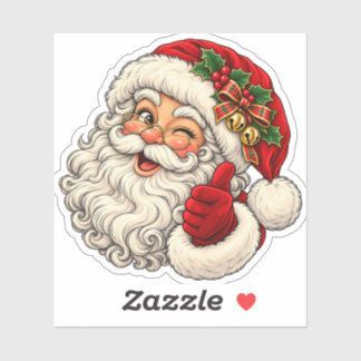 Jolly Santa Thumbs Up Christmas Sticker