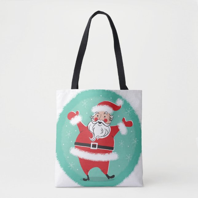 Jolly Santa: vintage Christmas card illustration. Tote Bag (Front)