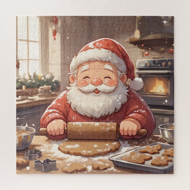 Jolly Santa's Cookie Kitchen Christmas Jigsaw Puzzle (Vertical)