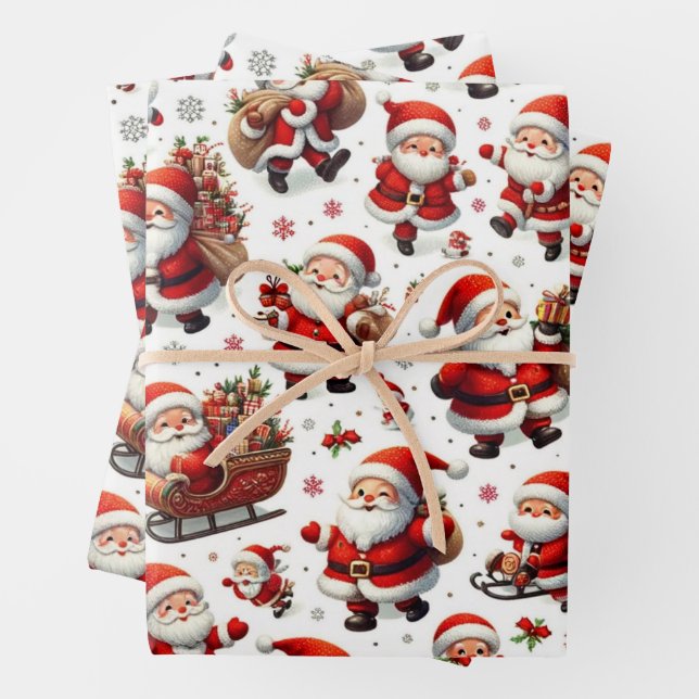 Jolly Santas Wrapping Paper (In situ)