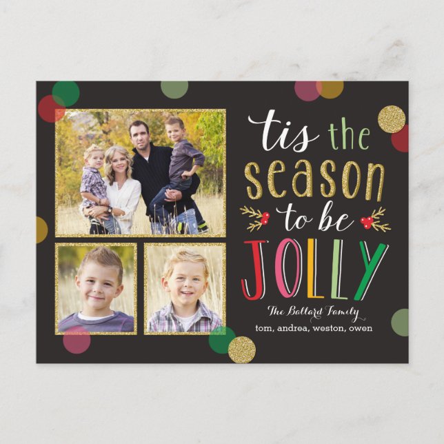 Jolly Season Holiday Photo Card Postcard (Front)