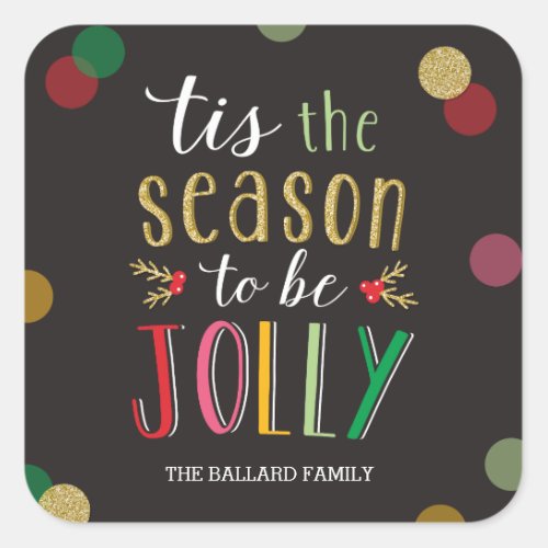 Jolly Season Holiday Sticker or Envelope Seal