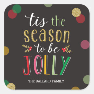 Jolly Season Holiday Sticker or Envelope Seal