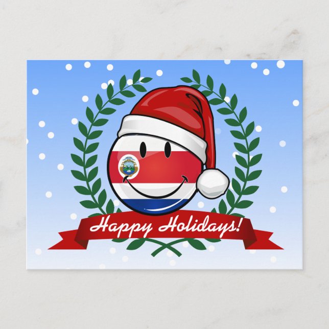 Jolly Smiling Christmas Costa Rican Flag Holiday Postcard (Front)