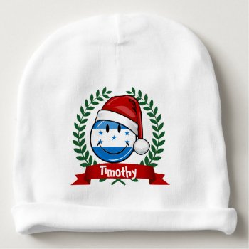 Jolly Smiling Christmas Style Honduran Flag Baby Beanie by HappyPlanetShop at Zazzle
