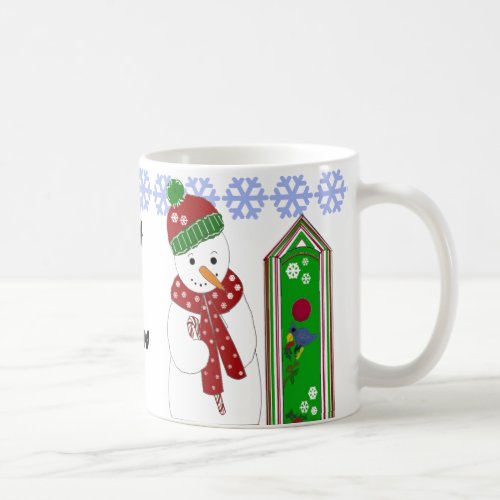 Jolly Snowman and Bird Houses Coffee Mug
