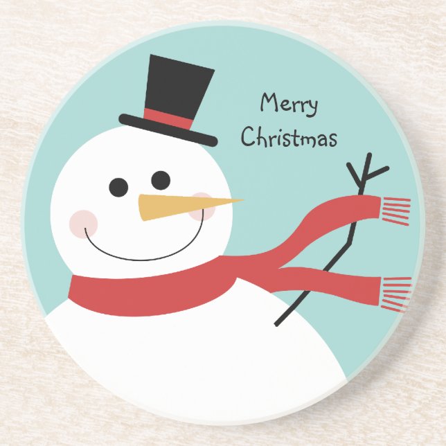 Jolly Snowman Christmas Coaster (Front)