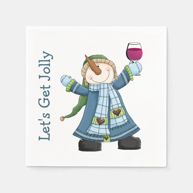 Jolly Snowman Christmas Cocktail Napkins (Front)