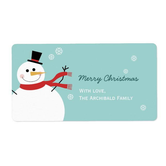 Jolly Snowman Christmas Label (Front)