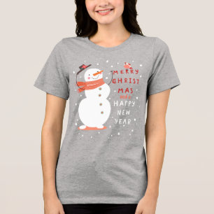 Jolly Snowman Christmas - Warm Wishes Tri-Blend Shirt