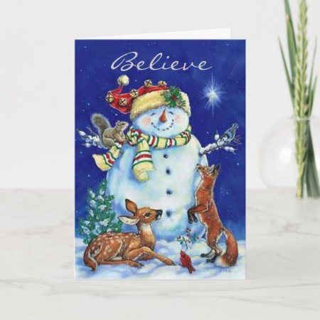 Jolly Snowman & Forest Friends Christmas Card
