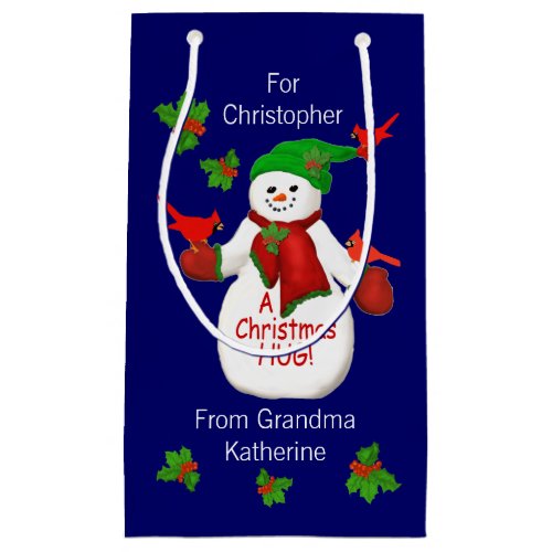 Jolly Snowman Hugs From Grandma Small Gift Bag