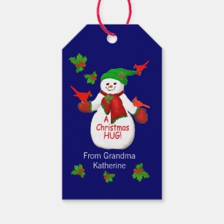 Jolly Snowman Hugs From Grandma Small Gift Bag Gift Tags