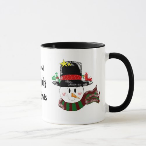 Jolly Snowman in a Tall Black Hat Mug