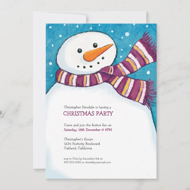 Jolly Snowman | Kids Christmas Party Invitation (Front)