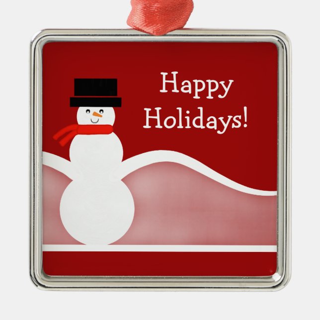 Jolly Snowman Premium Square Ornament (Front)