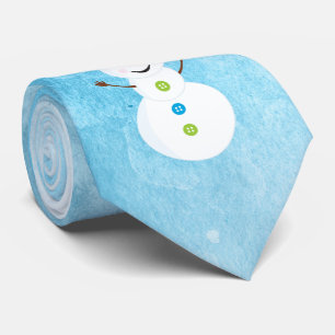 Jolly Snowman Santa Cap Textured Blue with Name Neck Tie