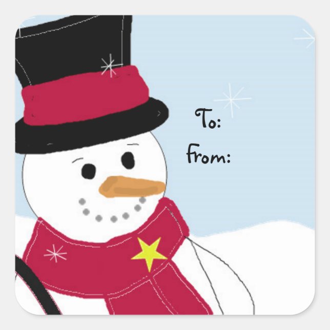 Jolly Snowman Square Sticker (Front)