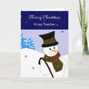 Jolly Snowman Teacher Greeting Holiday Card