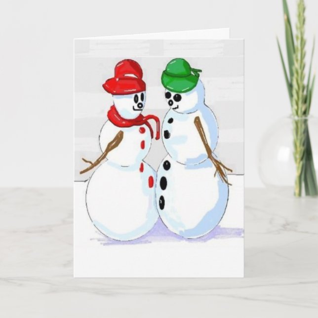Jolly Snowman Thinking of You Greeting Card (Front)