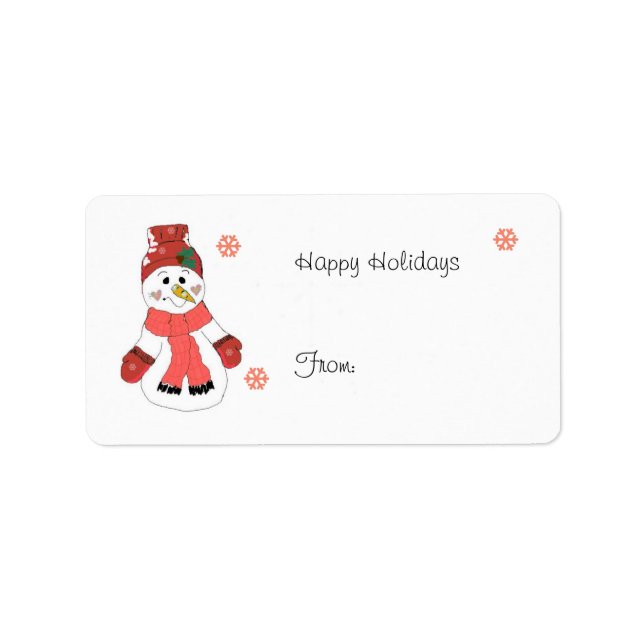 Jolly Snowman with Snowflakes Label (Front)