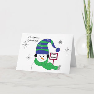 Jolly Snowman with Striped Hat Holiday Card