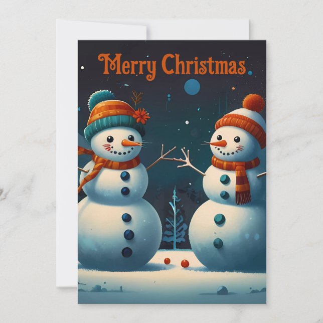 Jolly Snowmen Christmas Cheer Holiday Card (Front)