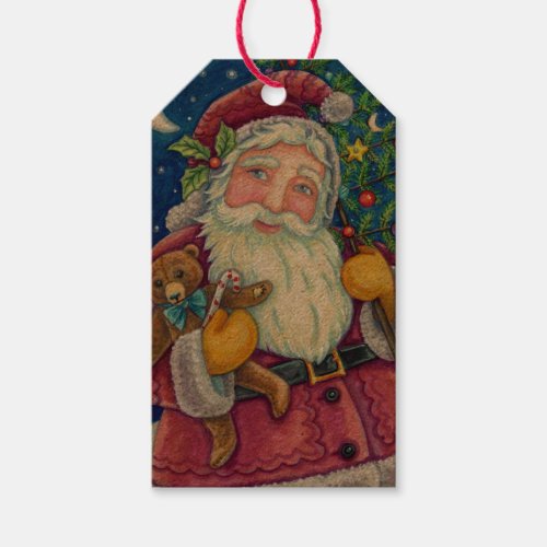 JOLLY ST NICK  TEDDYBEAR OLD FASHIONED CHRISTMAS GIFT TAGS