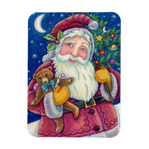 JOLLY ST NICK  TEDDYBEAR OLD FASHIONED CHRISTMAS MAGNET