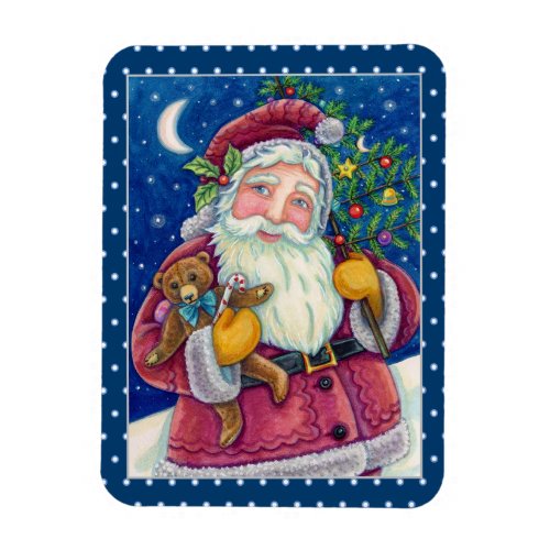 JOLLY ST NICK  TEDDYBEAR OLD FASHIONED CHRISTMAS MAGNET