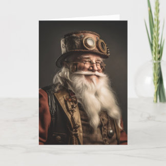 Jolly Steampunk Santa Holiday Card
