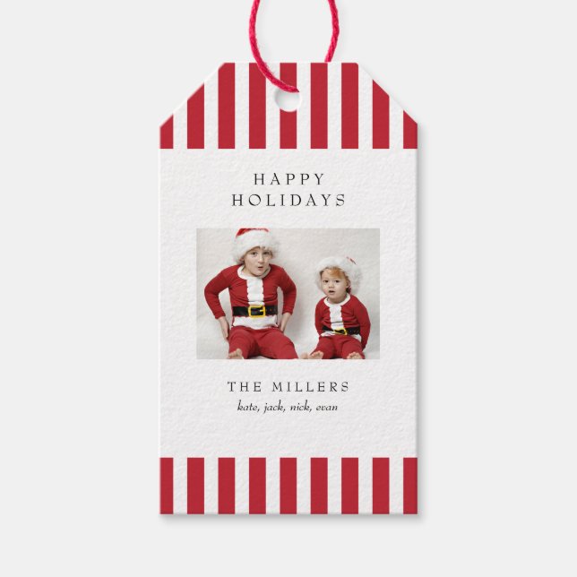Jolly Stripes Happy Holidays Gift Tag (Front)