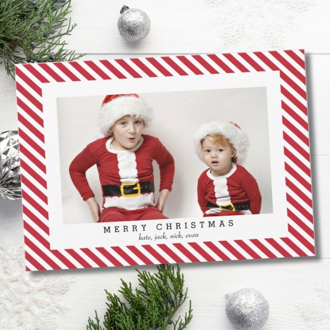 Jolly Stripes Merry Christmas Photo Card (Creator Uploaded)