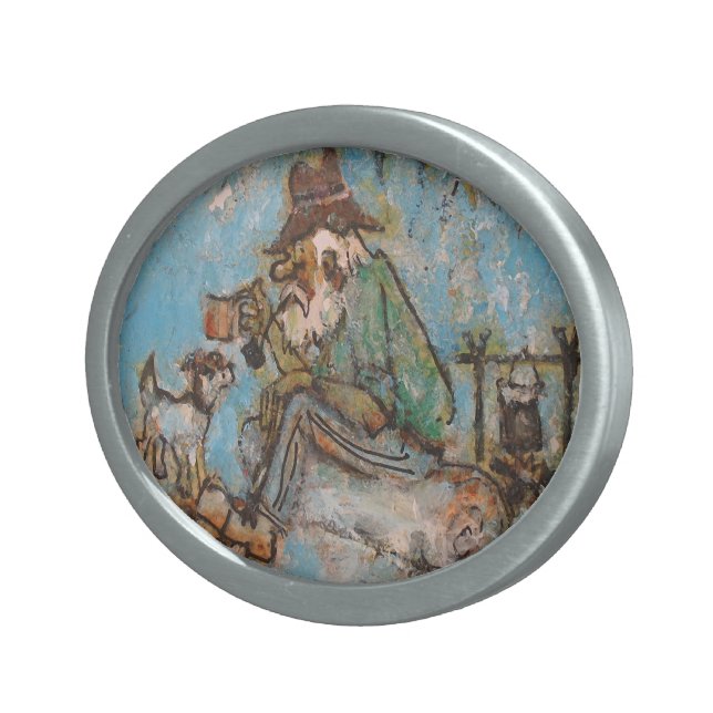 Jolly swagman and his dog belt buckle (Front Right)