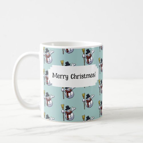 Jolly Top Hat Snowman Christmas Pixel Art Pattern Coffee Mug