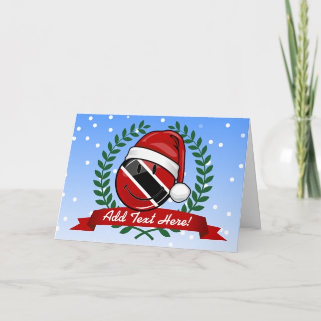 Jolly Trinidad Flag Christmas Style Holiday Card (Front)