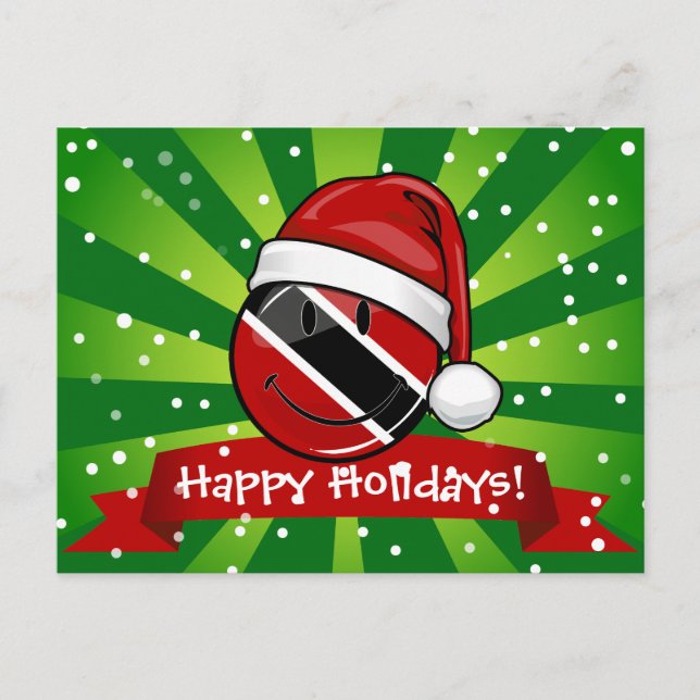 Jolly Trinidad Flag Christmas Style Holiday Postcard (Front)
