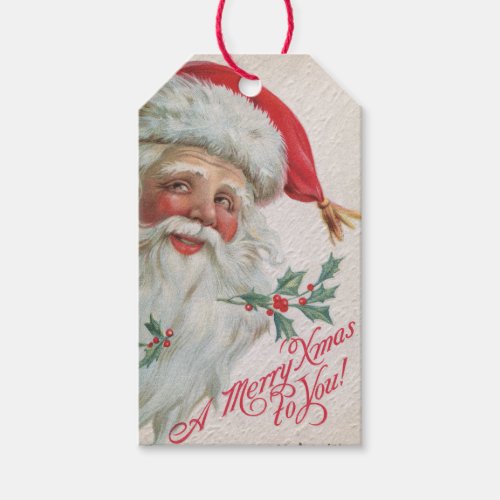 Jolly Vintage Santa Clause Christmas Gift Tag
