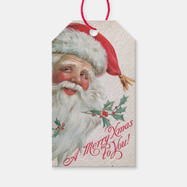 Jolly Vintage Santa Clause Christmas Gift Tag (Front)
