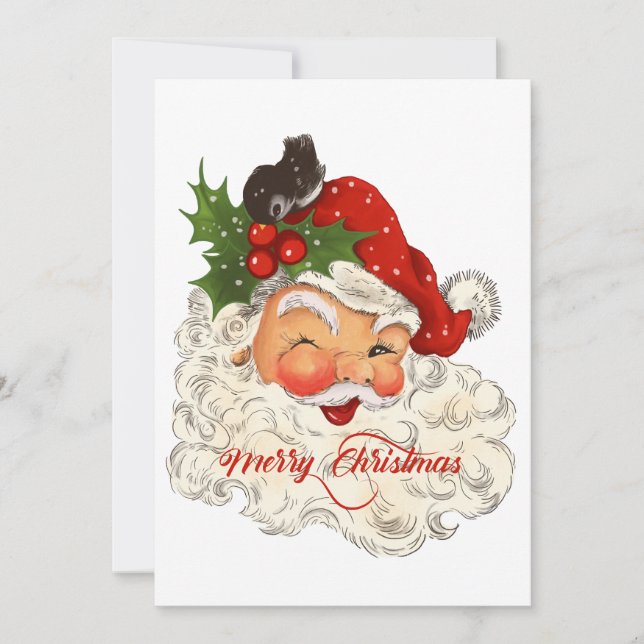 Jolly vintage Santa Merry Christmas family  Holida Invitation (Front)