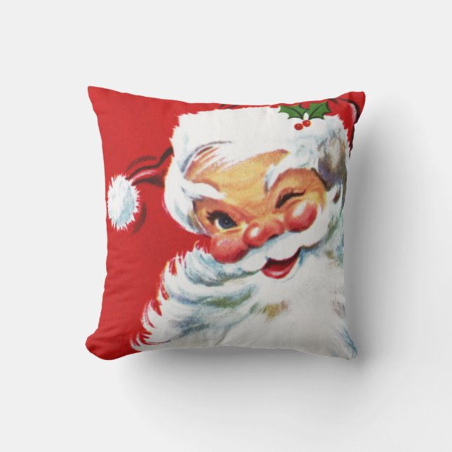 Jolly vintage winking Santa Pillow (Front)