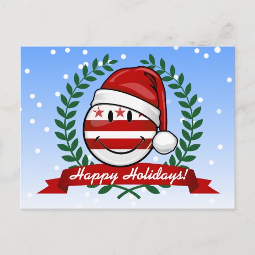 Jolly Washhington DC Flag Christmas Holiday Postcard