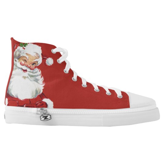 Jolly Winking Santa Claus, Vintage Christmas High-Top Sneakers | Zazzle